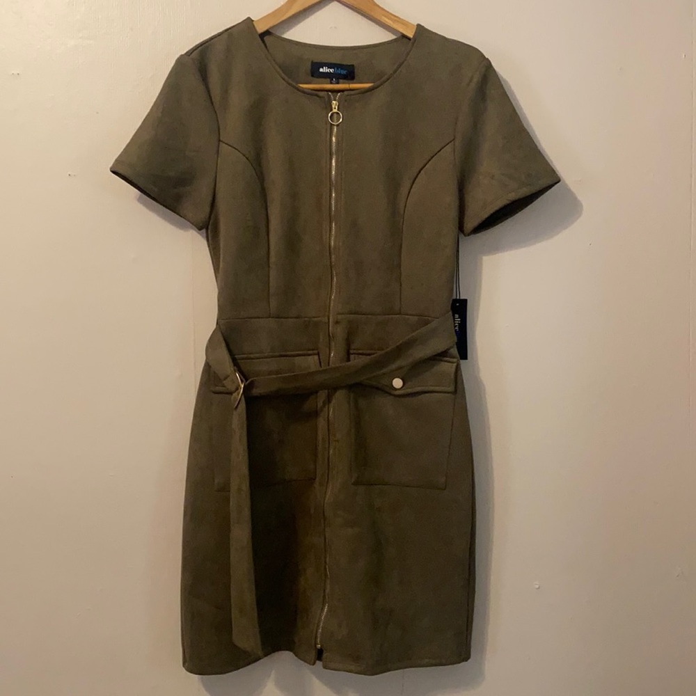 Faux Suede Short Sleeve Dress
